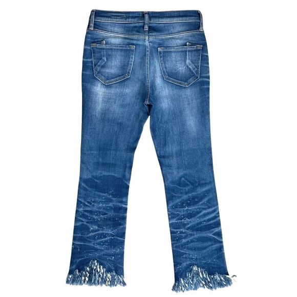 PRPS Biscayne Fringe Hem Short Capri Distressed Indigo Denim Jeans - Picture 6 of 8